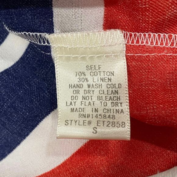 EUC Everly Linen Cotton Nautical Lace Up Back Top Blouse Size Small - Picture 8 of 9